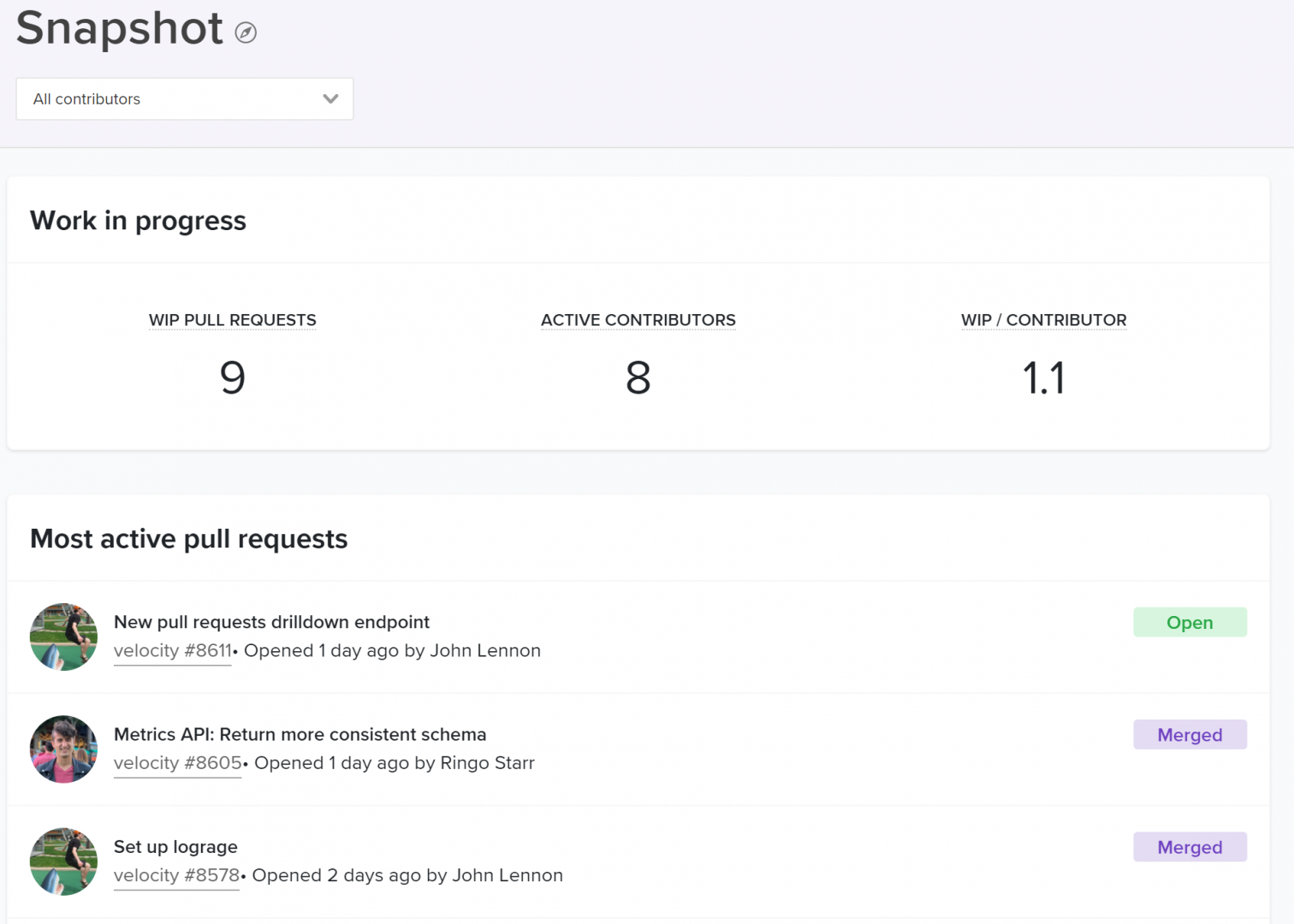 Software Metrics Snapshot